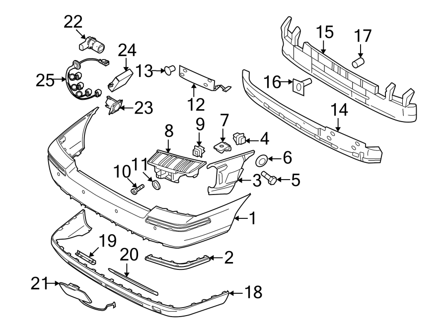 REAR BUMPER. BUMPER & COMPONENTS.