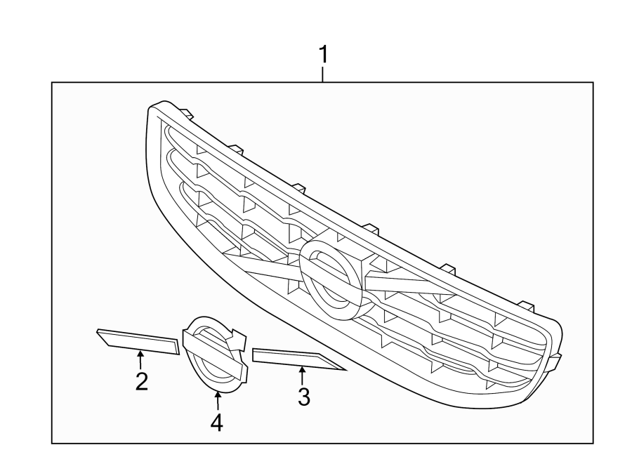 4FRONT BUMPER & GRILLE. GRILLE & COMPONENTS.https://images.simplepart.com/images/parts/motor/fullsize/9716010.png