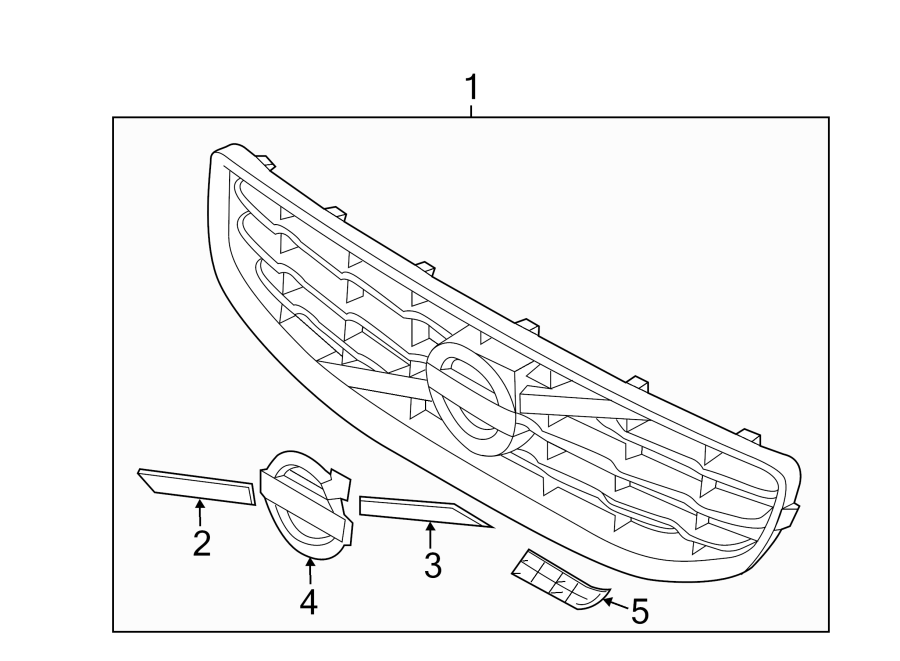 4Front bumper & grille. Grille & components.https://images.simplepart.com/images/parts/motor/fullsize/9716012.png