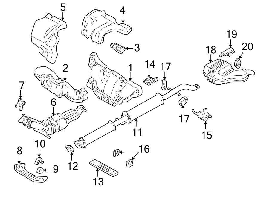 1EXHAUST SYSTEM. EXHAUST COMPONENTS. MANIFOLD.https://images.simplepart.com/images/parts/motor/fullsize/9720195.png