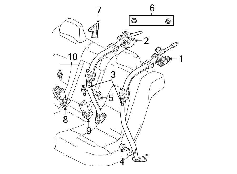 6RESTRAINT SYSTEMS. REAR SEAT BELTS.https://images.simplepart.com/images/parts/motor/fullsize/9720320.png