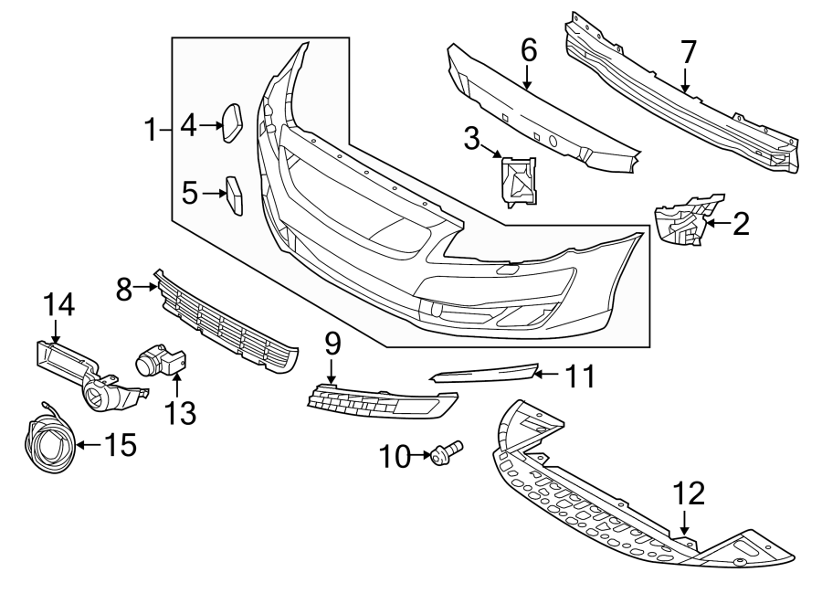 15FRONT BUMPER & GRILLE. BUMPER & COMPONENTS.https://images.simplepart.com/images/parts/motor/fullsize/9721009.png