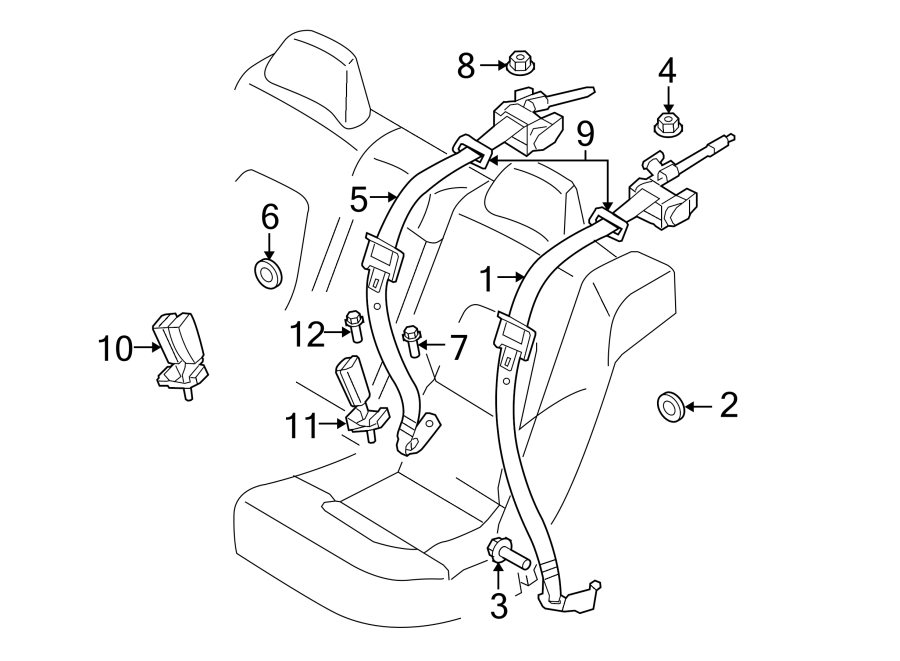 12RESTRAINT SYSTEMS. REAR SEAT BELTS.https://images.simplepart.com/images/parts/motor/fullsize/9721420.png