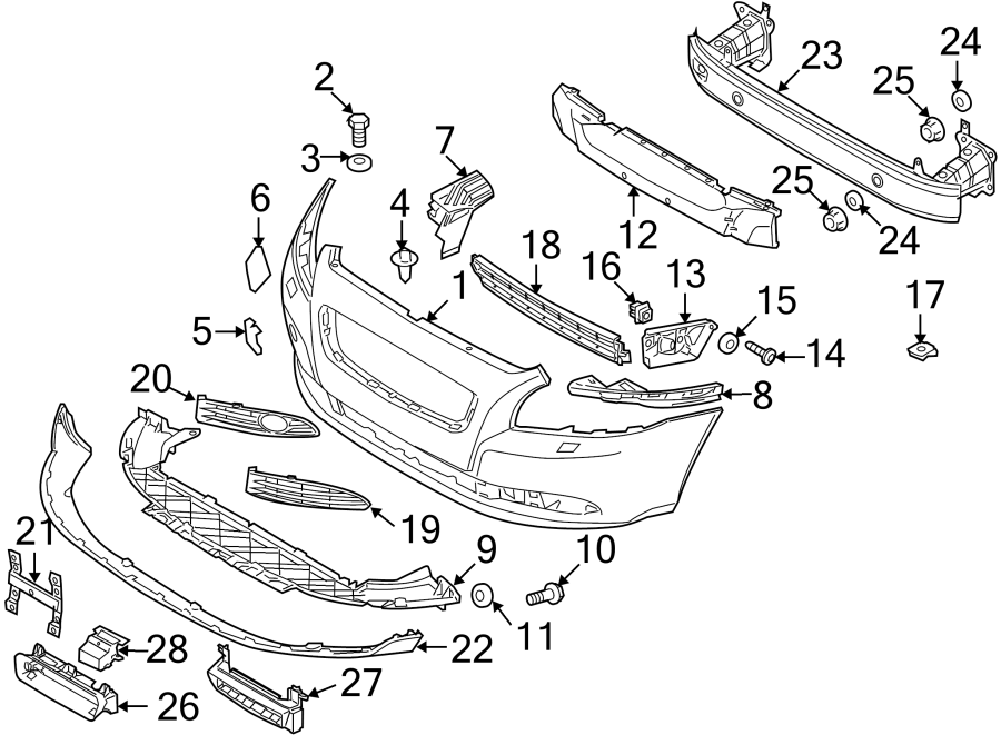 27FRONT BUMPER & GRILLE. BUMPER & COMPONENTS.https://images.simplepart.com/images/parts/motor/fullsize/9726012.png