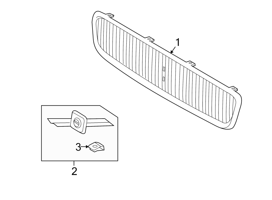 2FRONT BUMPER & GRILLE. GRILLE & COMPONENTS.https://images.simplepart.com/images/parts/motor/fullsize/9726015.png