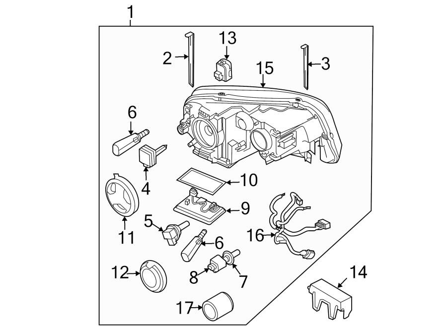 1FRONT LAMPS. HEADLAMP COMPONENTS.https://images.simplepart.com/images/parts/motor/fullsize/9730027.png