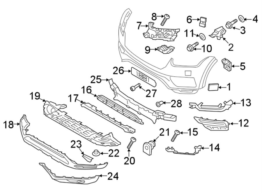 Front bumper. Bumper & components.