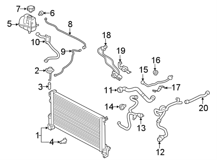 16Radiator & components.https://images.simplepart.com/images/parts/motor/fullsize/9731070.png