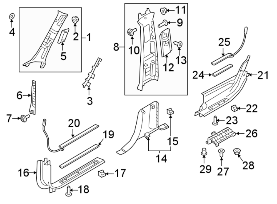 29Pillars. Rocker & floor. Interior trim. Spoiler.https://images.simplepart.com/images/parts/motor/fullsize/9731570.png