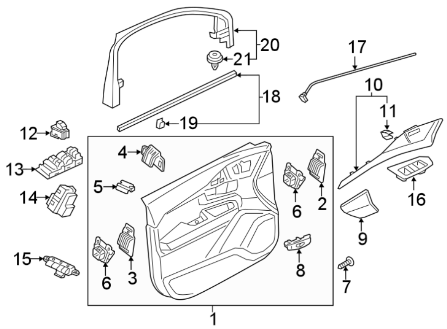 3Front door. Rear suspension. Interior trim.https://images.simplepart.com/images/parts/motor/fullsize/9731605.png