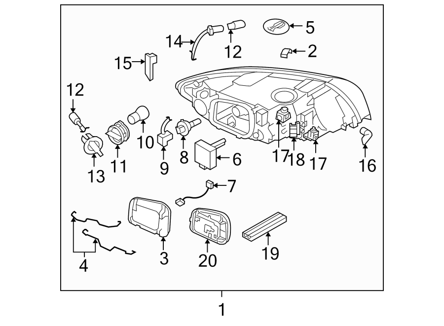 19FRONT LAMPS. HEADLAMP COMPONENTS.https://images.simplepart.com/images/parts/motor/fullsize/9735027.png