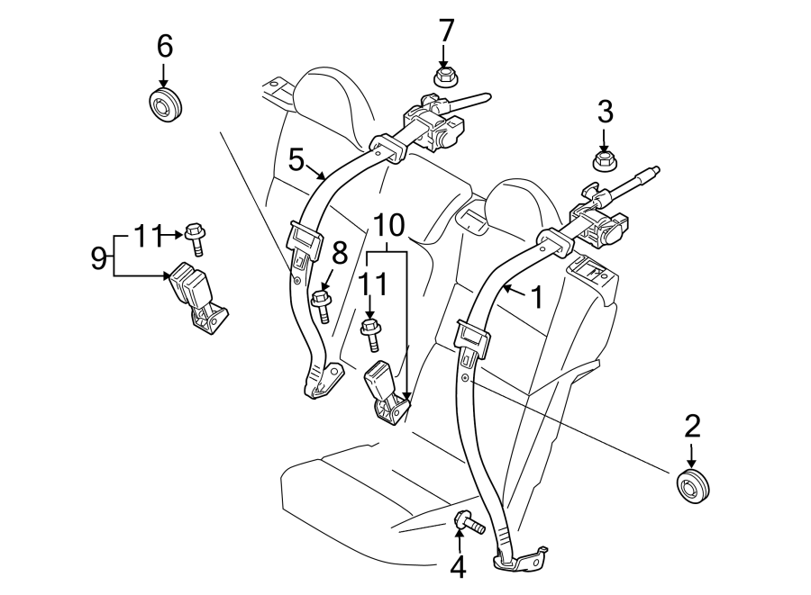 11RESTRAINT SYSTEMS. REAR SEAT BELTS.https://images.simplepart.com/images/parts/motor/fullsize/9735355.png