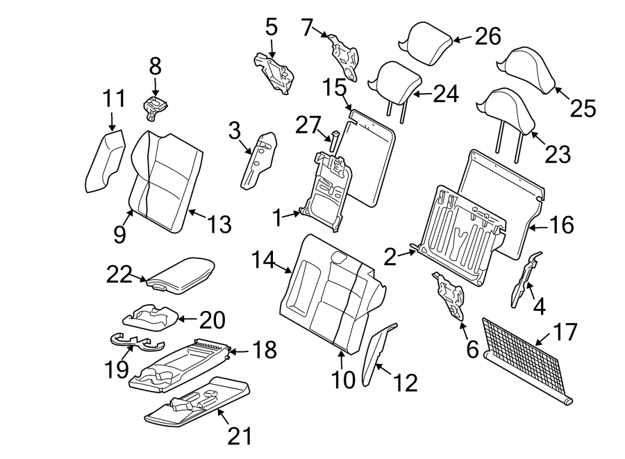 SEATS & TRACKS. REAR SEAT COMPONENTS.