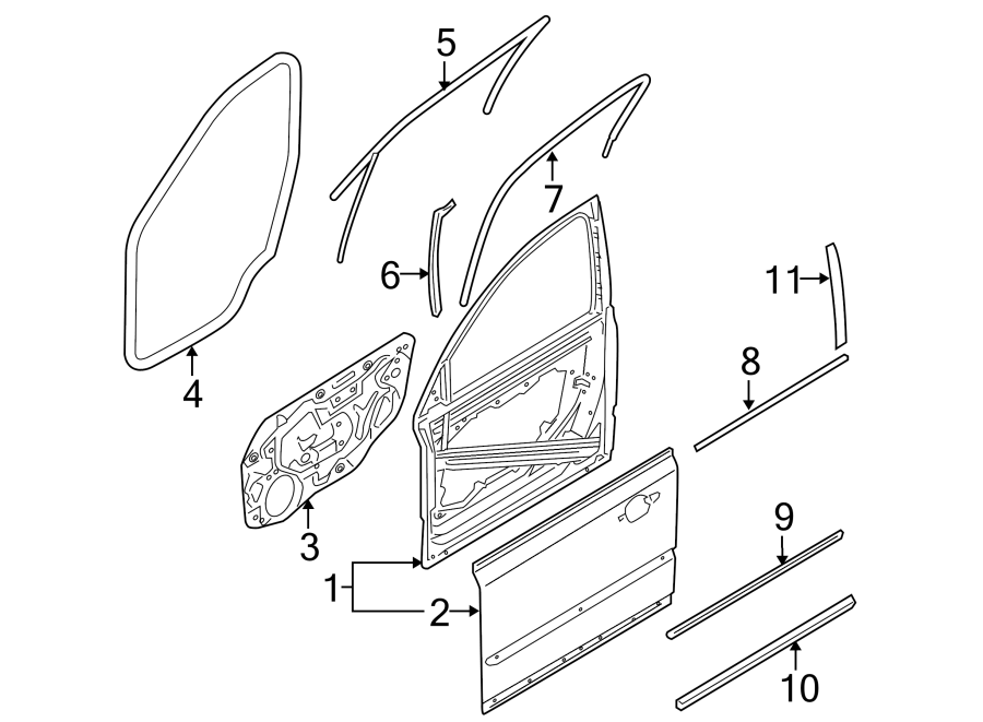 8FRONT DOOR. DOOR & COMPONENTS. EXTERIOR TRIM.https://images.simplepart.com/images/parts/motor/fullsize/9735445.png