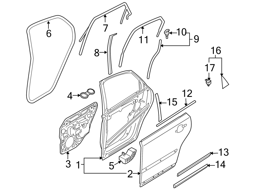 14REAR DOOR. DOOR & COMPONENTS. EXTERIOR TRIM.https://images.simplepart.com/images/parts/motor/fullsize/9735470.png