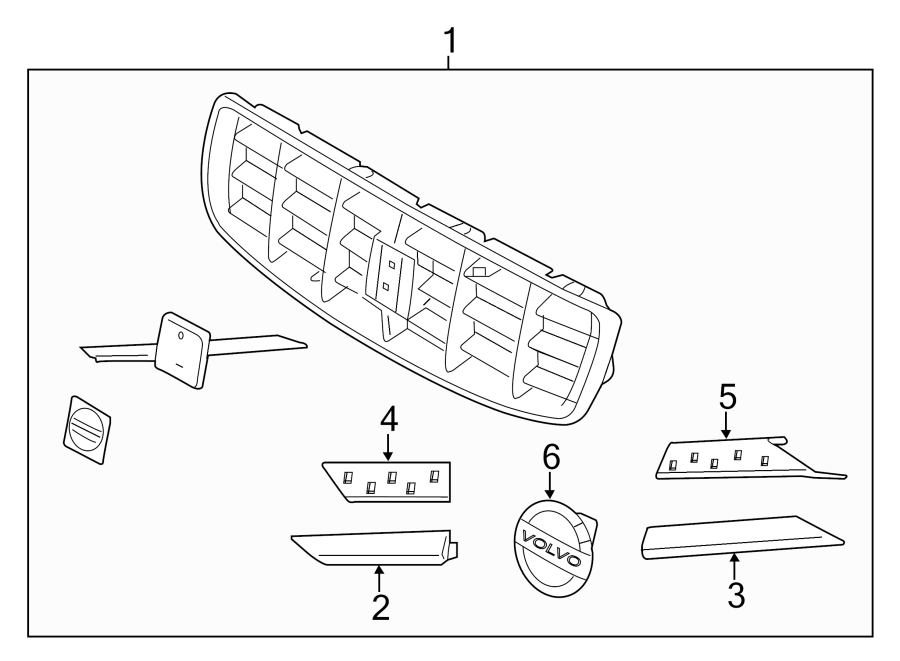 6FRONT BUMPER & GRILLE. GRILLE & COMPONENTS.https://images.simplepart.com/images/parts/motor/fullsize/9755012.png