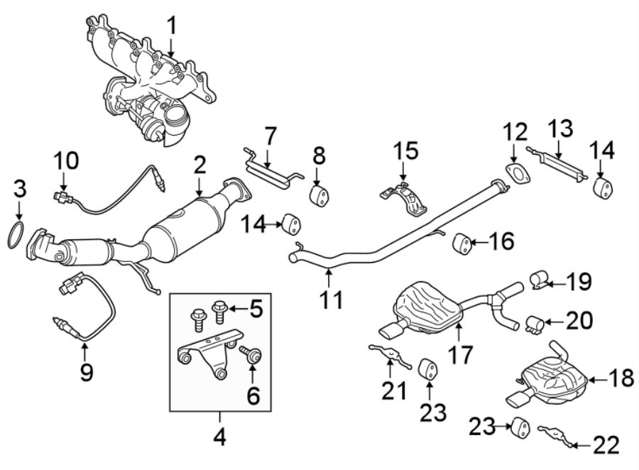 13EXHAUST SYSTEM. EXHAUST COMPONENTS. MANIFOLD.https://images.simplepart.com/images/parts/motor/fullsize/9755669.png