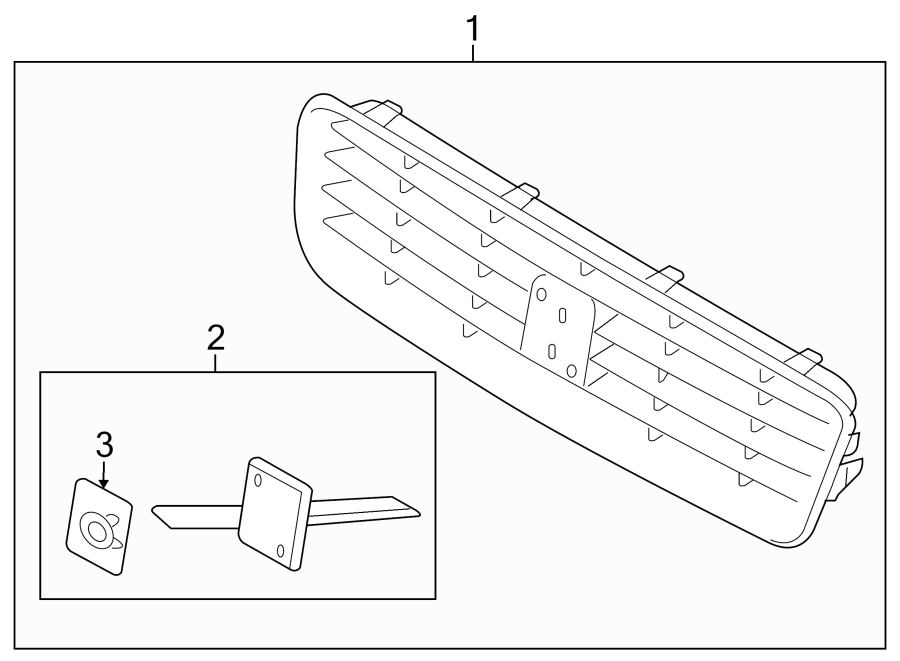 3FRONT BUMPER & GRILLE. GRILLE & COMPONENTS.https://images.simplepart.com/images/parts/motor/fullsize/9760010.png