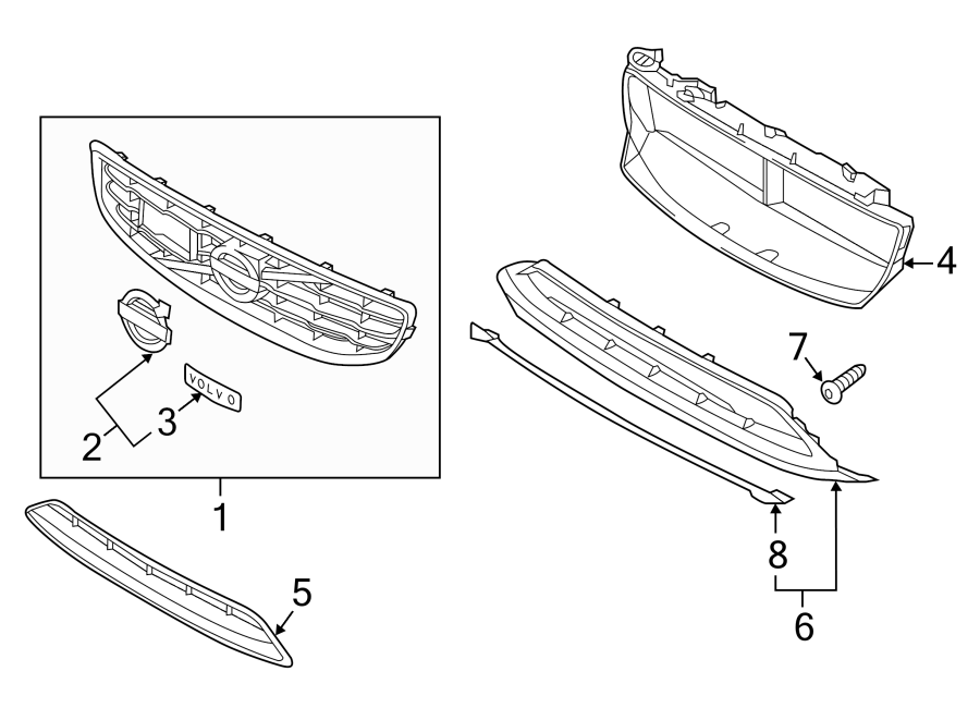 4FRONT BUMPER & GRILLE. GRILLE & COMPONENTS.https://images.simplepart.com/images/parts/motor/fullsize/9770020.png