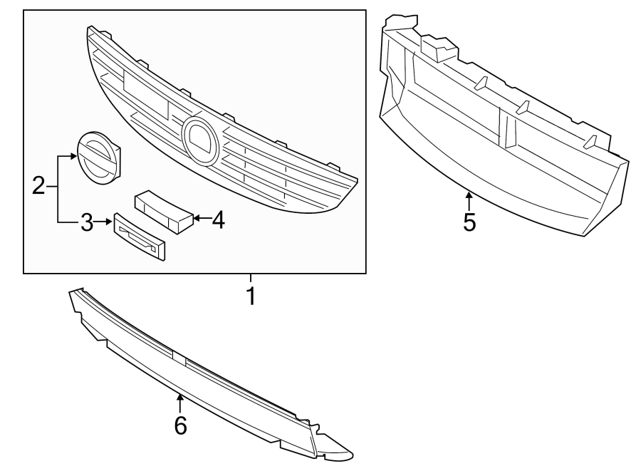 5FRONT BUMPER & GRILLE. GRILLE & COMPONENTS.https://images.simplepart.com/images/parts/motor/fullsize/9770040.png