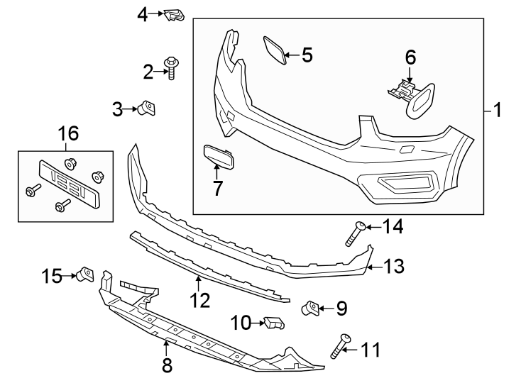 8Front bumper & grille. Bumper & components.https://images.simplepart.com/images/parts/motor/fullsize/9775007.png