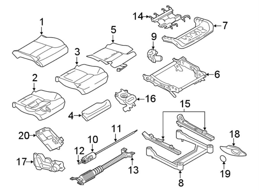 SEATS & TRACKS. FRONT SEAT COMPONENTS.