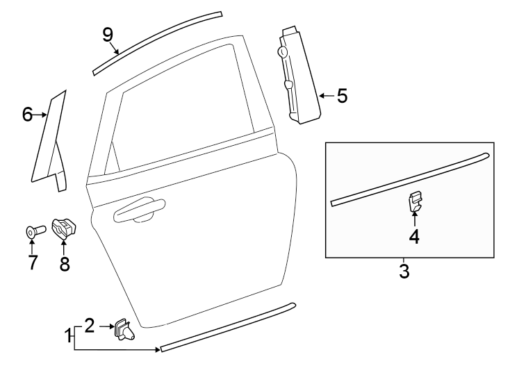 4Rear door. Exterior trim.https://images.simplepart.com/images/parts/motor/fullsize/9780615.png