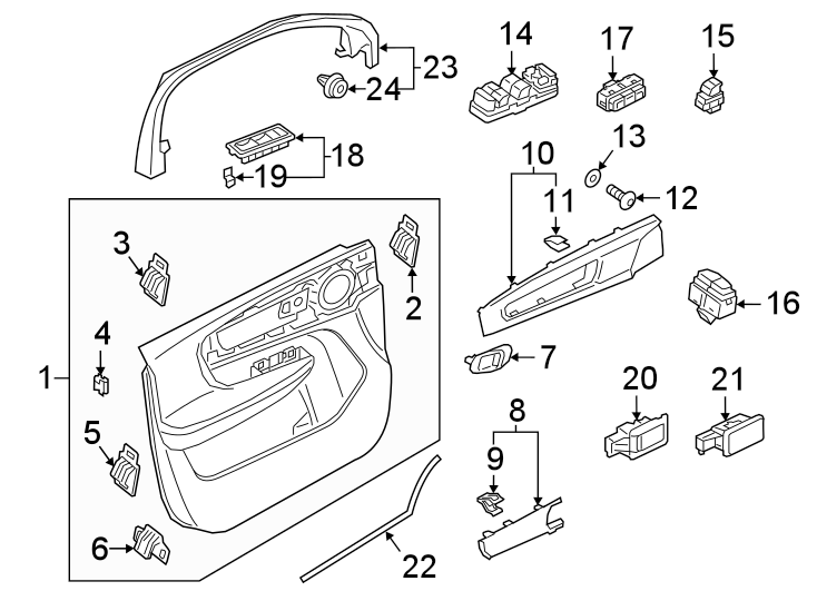 3Front door. Interior trim.https://images.simplepart.com/images/parts/motor/fullsize/9790430.png