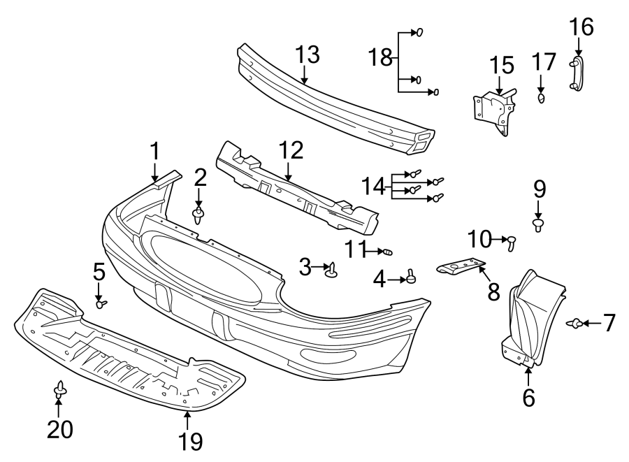 Diagram Front bumper. Bumper & components. for your 2014 GMC Sierra 2500 HD 6.0L Vortec V8 CNG A/T RWD WT Standard Cab Pickup 