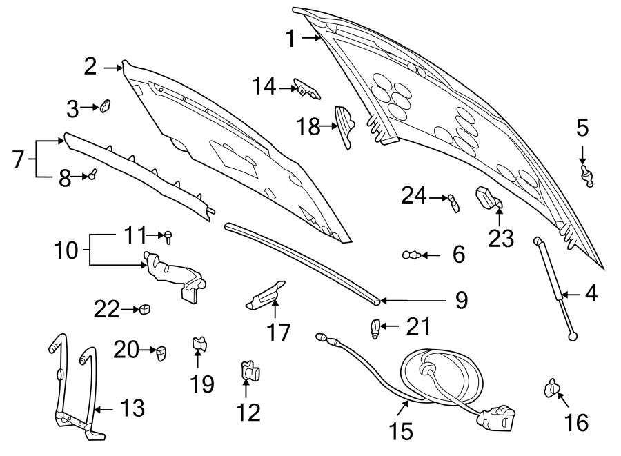 Diagram HOOD & COMPONENTS. for your 2005 Chevrolet Impala   