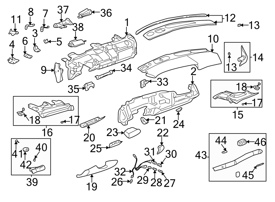 Diagram instrument panel. for your 2014 Buick Enclave    