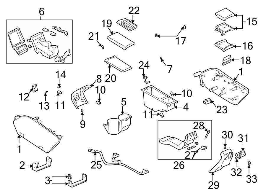 Diagram FRONT CONSOLE. for your 2005 Chevrolet Silverado 3500 LS Cab & Chassis  