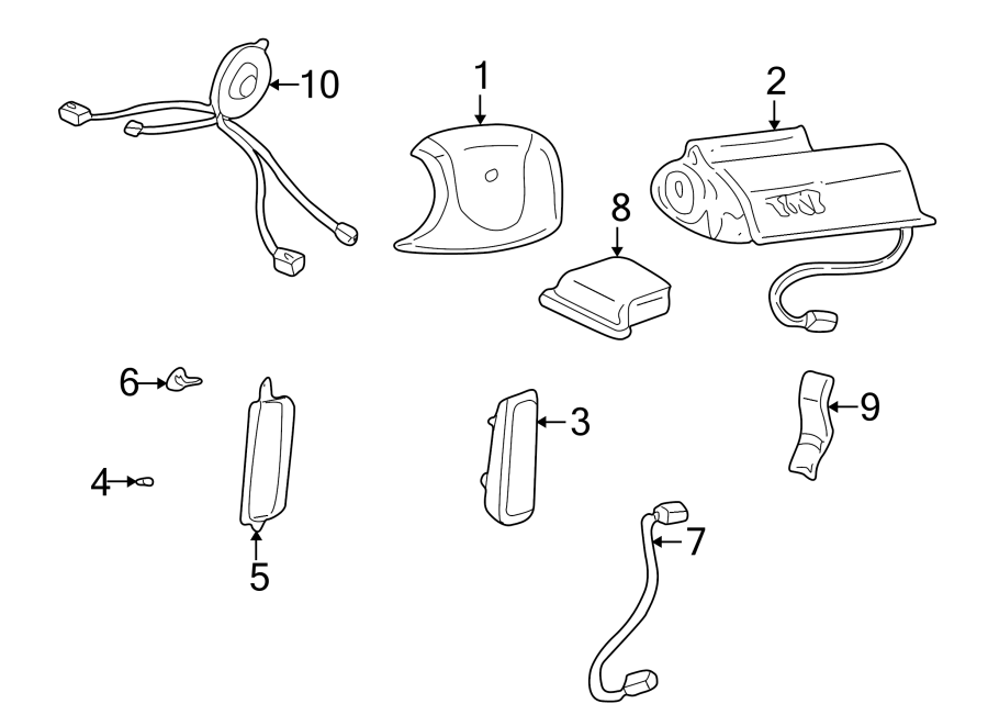 Diagram RESTRAINT SYSTEMS. AIR BAG COMPONENTS. for your 2022 Chevrolet Traverse    