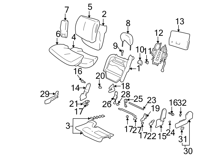 SEATS & TRACKS. FRONT SEAT COMPONENTS.