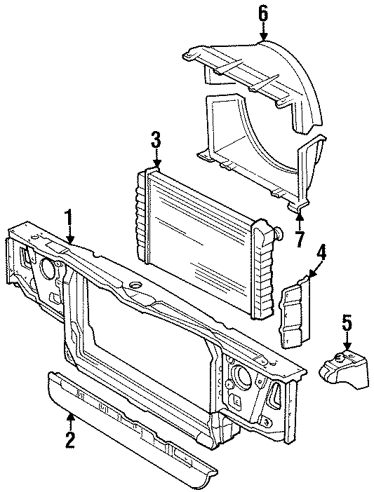 Diagram COOLING FAN. RADIATOR & COMPONENTS. RADIATOR SUPPORT. for your Chevrolet