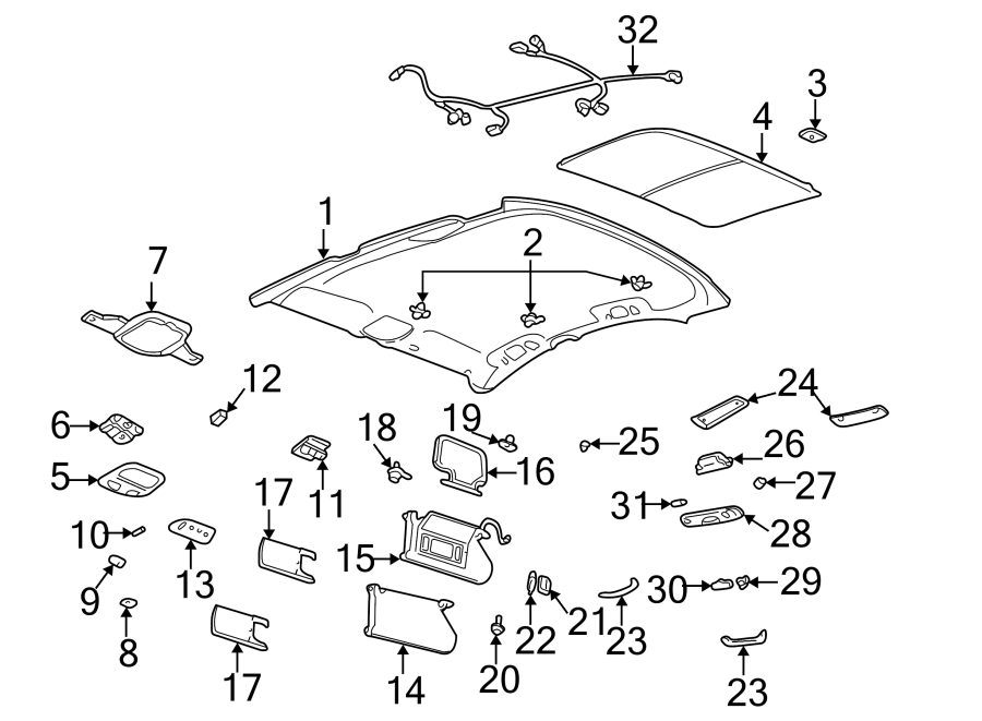 Diagram INTERIOR TRIM. for your 2003 GMC Sierra 2500 HD 8.1L Vortec V8 M/T RWD SLE Standard Cab Pickup 