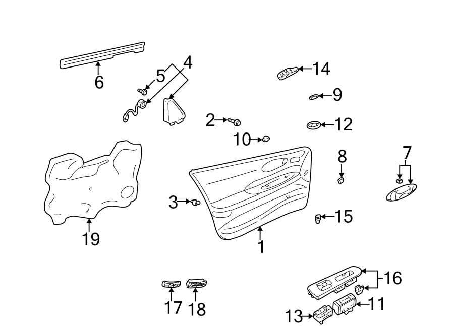 Diagram FRONT DOOR. INTERIOR TRIM. for your 1984 Pontiac Firebird    