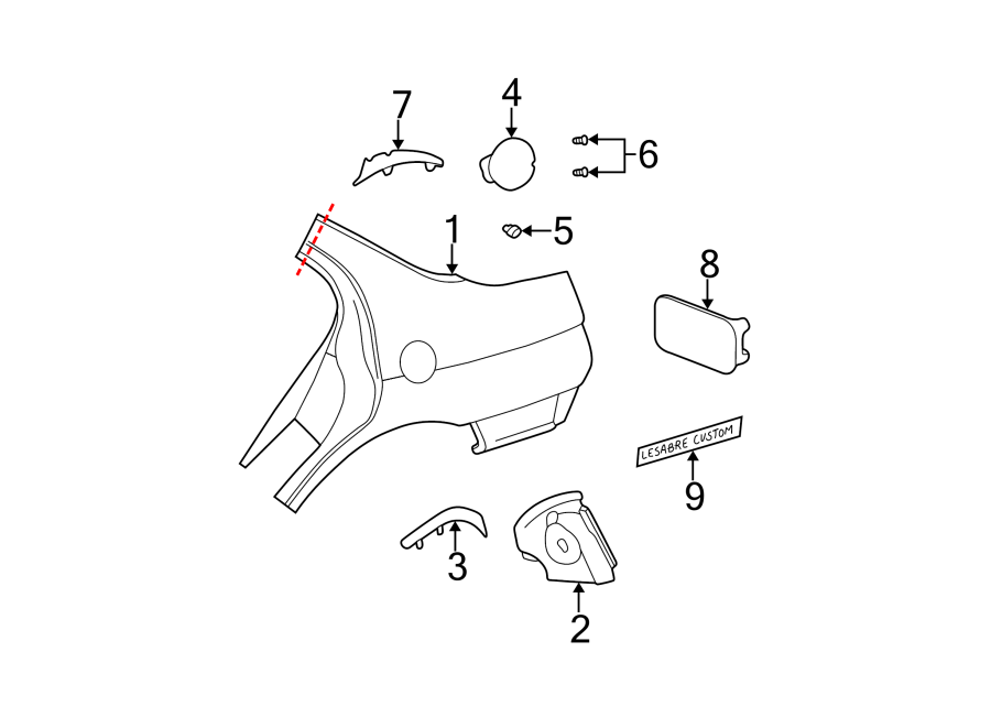 9EXTERIOR TRIM. QUARTER PANEL & COMPONENTS.https://images.simplepart.com/images/parts/motor/fullsize/AA00420.png