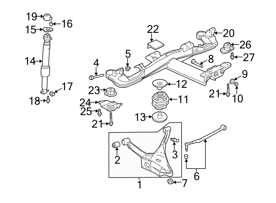 Diagram REAR SUSPENSION. SUSPENSION COMPONENTS. for your 2019 GMC Sierra 2500 HD 6.6L Duramax V8 DIESEL A/T RWD Base Extended Cab Pickup Fleetside 