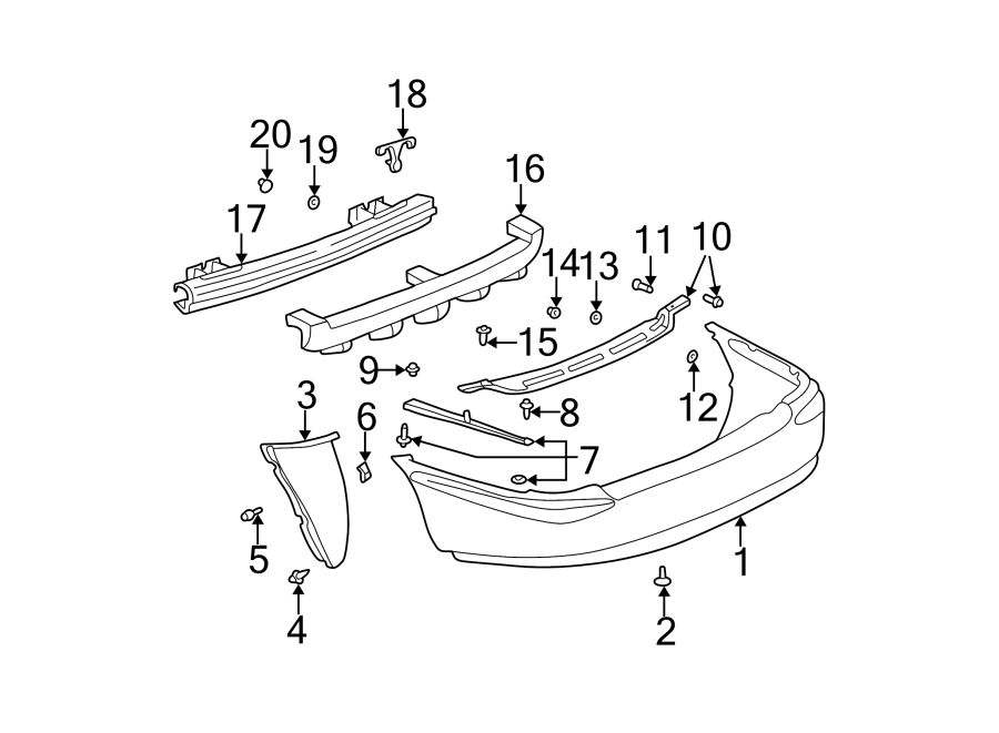 Diagram REAR BUMPER. BUMPER & COMPONENTS. for your 2006 GMC Sierra 2500 HD  SLT Extended Cab Pickup 