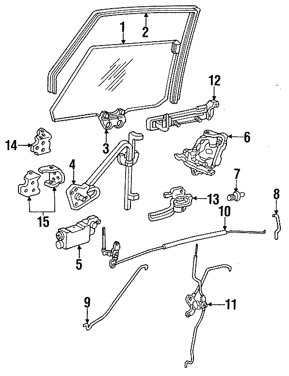 Diagram REAR DOOR. GLASS & HARDWARE. for your 2007 GMC Sierra 1500 Classic SL Extended Cab Pickup Fleetside 4.3L Vortec V6 A/T RWD 