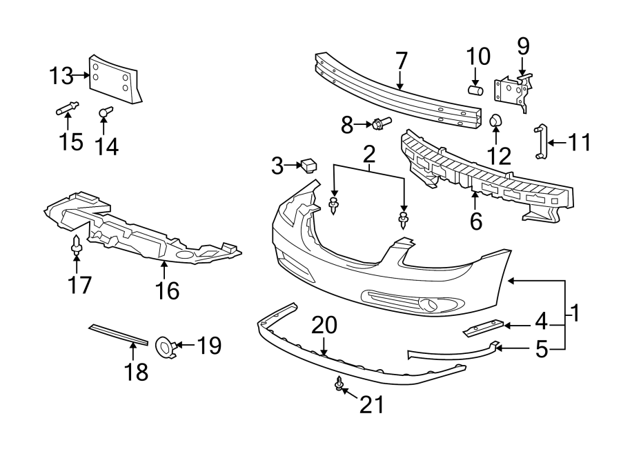 Diagram FRONT BUMPER. BUMPER & COMPONENTS. for your 2021 Chevrolet Camaro  SS Coupe 