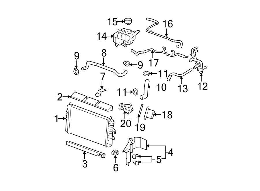 Diagram RADIATOR & COMPONENTS. for your 2017 Chevrolet Equinox   