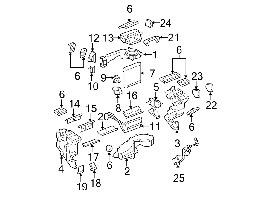 Diagram AIR CONDITIONER & HEATER. EVAPORATOR & HEATER COMPONENTS. for your 2008 Buick Enclave    