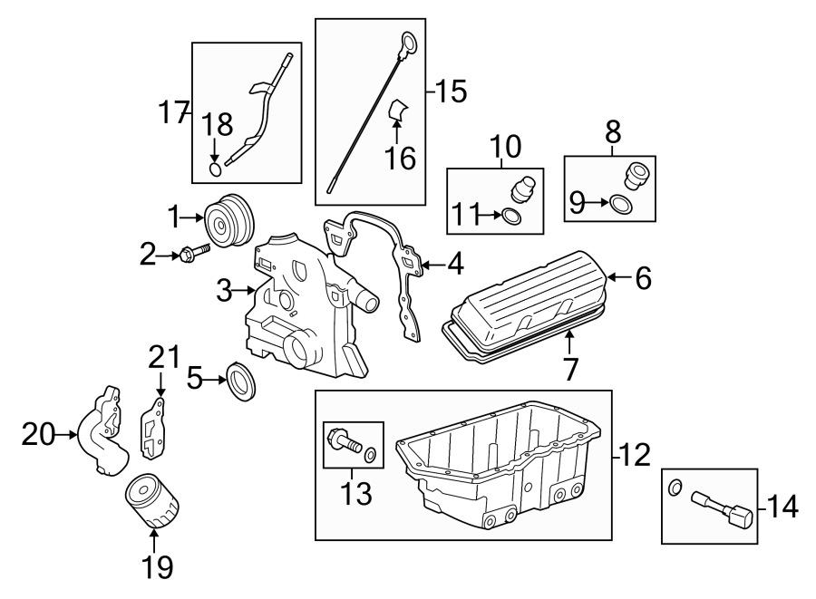 Diagram ENGINE / TRANSAXLE. ENGINE PARTS. for your 2025 Cadillac XT4   