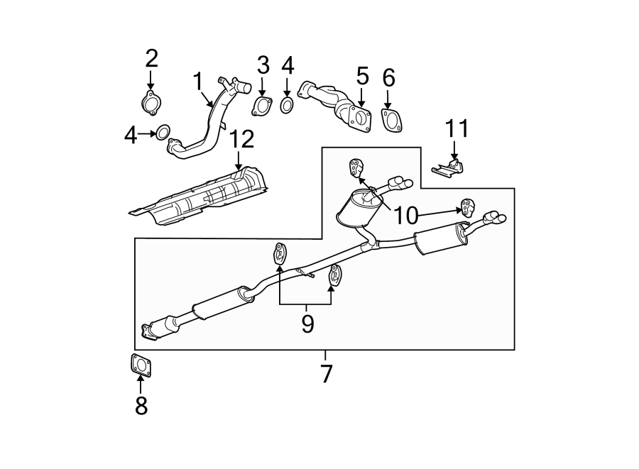 Diagram Exhaust system. Exhaust components. for your 2021 Chevrolet Camaro 6.2L V8 M/T LT1 Coupe 