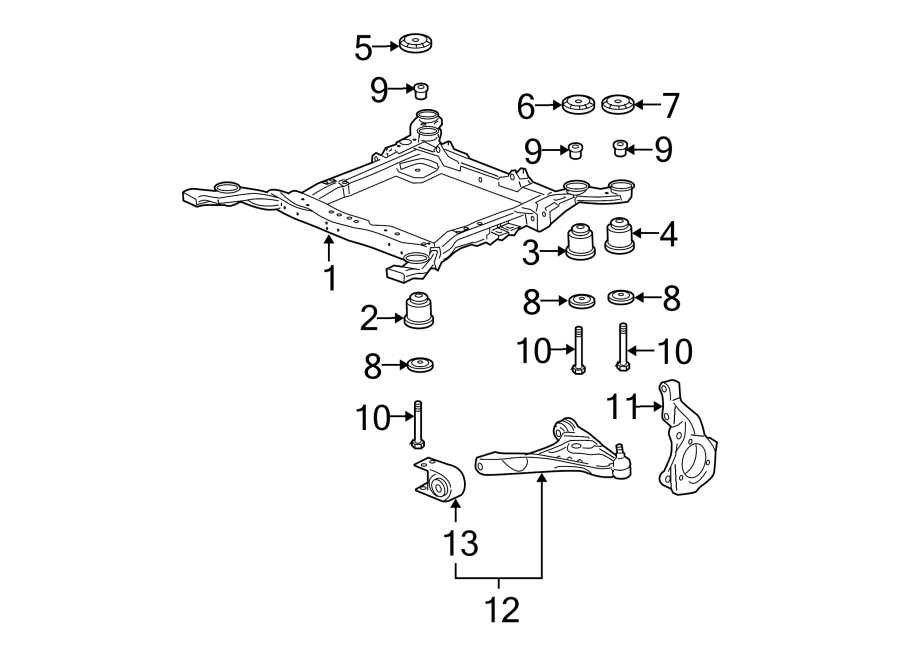 Diagram FRONT SUSPENSION. SUSPENSION COMPONENTS. for your 2019 Chevrolet Equinox 2.0L Ecotec A/T 4WD Premier Sport Utility 