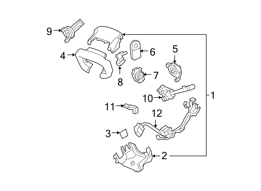 Diagram STEERING COLUMN. SHROUD. SWITCHES & LEVERS. for your 2005 Chevrolet Astro   