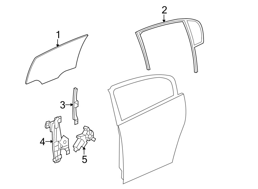 Diagram REAR DOOR. GLASS & HARDWARE. for your 2014 Chevrolet Spark 1.2L Ecotec M/T LT Hatchback 