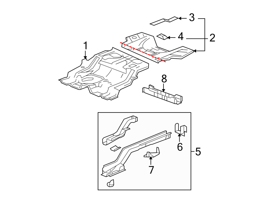 Diagram REAR BODY & FLOOR. FLOOR & RAILS. for your 2015 Chevrolet Trax   